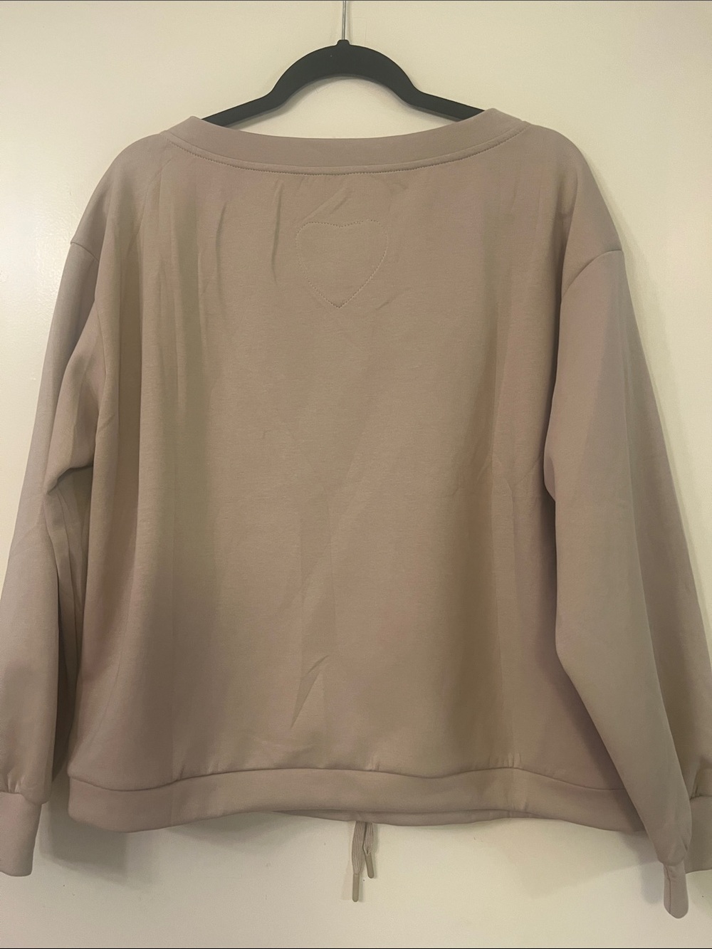 Umgee Cozy Drawstring Hem Sweatshirt in Taupe / Tan - Picture 5 of 6